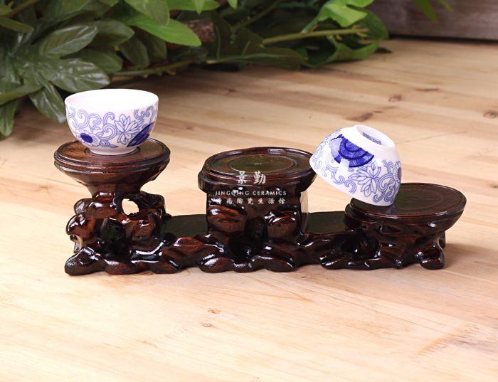 Jingdezhen process manual its rosewood tea base three the layers of household vase decoration decoration