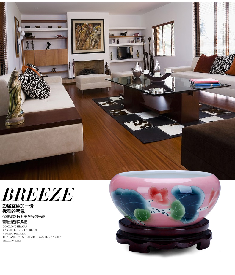 Jingdezhen ceramics craft goldfish bowl the tortoise cylinder shallow water lotus pond lily fish pot pot sitting room furnishing articles