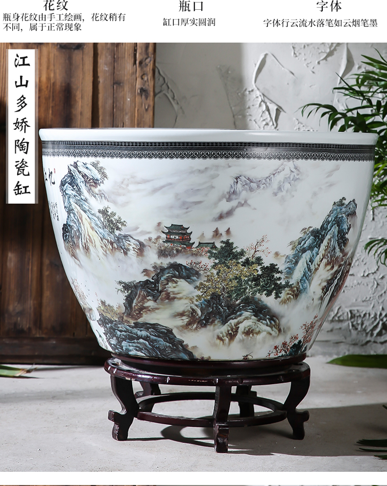 Jingdezhen ceramics tank size small water basin bowl lotus lotus cylinder cylinder tortoise porcelain jar water lily cylinder