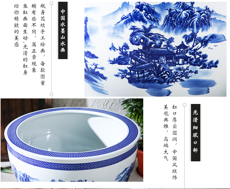 Jingdezhen ceramics tank size small water basin bowl lotus lotus cylinder cylinder tortoise porcelain jar water lily cylinder