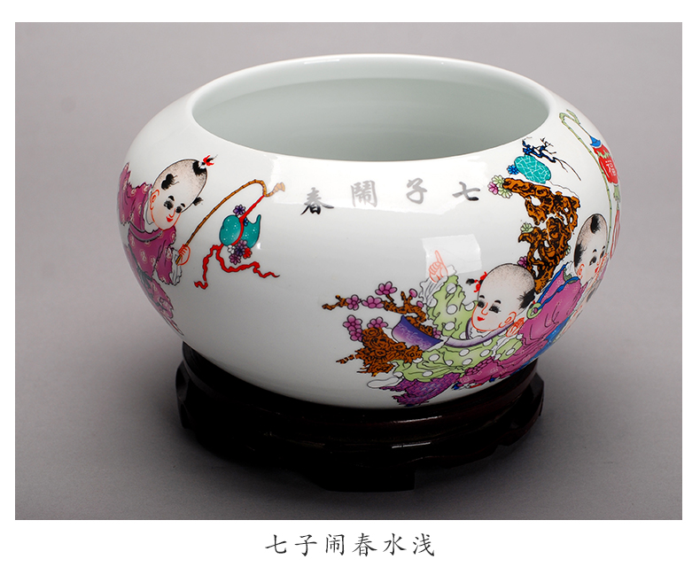 Jingdezhen ceramic aquarium goldfish turtle cylinder fish basin water lily bowl lotus furnishing articles