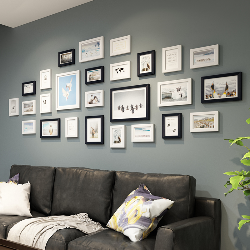 Modern Minimalist Photo Wall Free Of Punch Combo Box Background Wall Living-room Bedroom Decoration Plus Wash Photo Photo Frame Hanging Wall