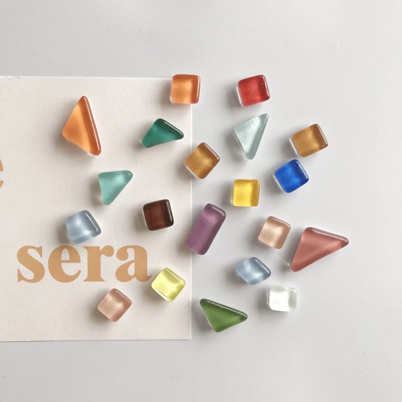 Cute glass irregular graphic magnetic refrigerator sticker office whiteboard message tile set of 20