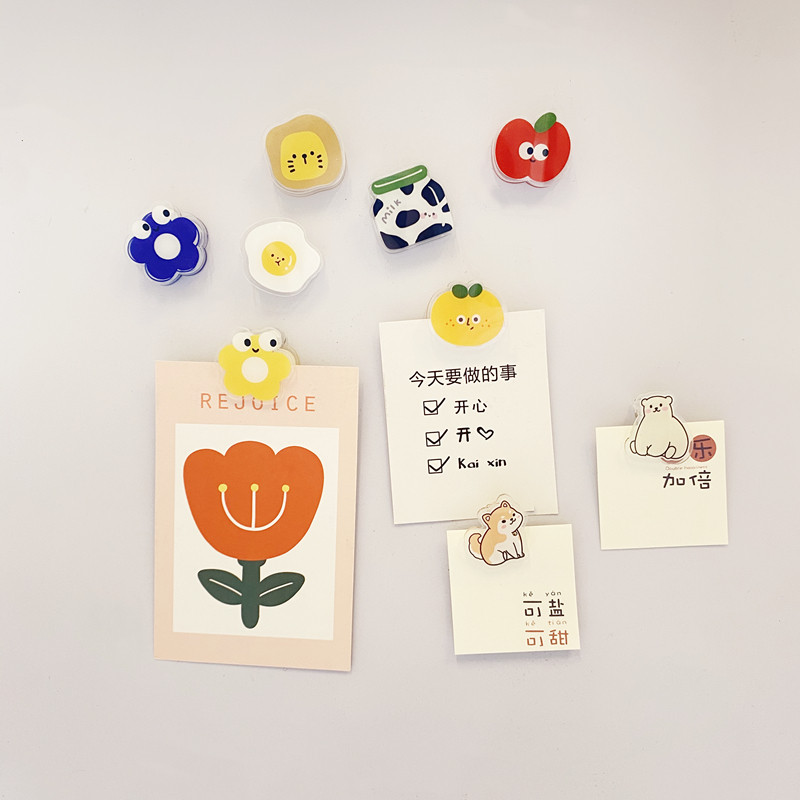 (4) Cute Flowers Small Apple Magnetic Home Decoration Products Cartoon Acrylic Magnetic Sticker Magnetic