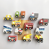 Cute Wooden Cartoon Engineering Traffic Trolley Magnetic Fridge Post Children Teaching Small Car Magnetic Sticker Home Dress