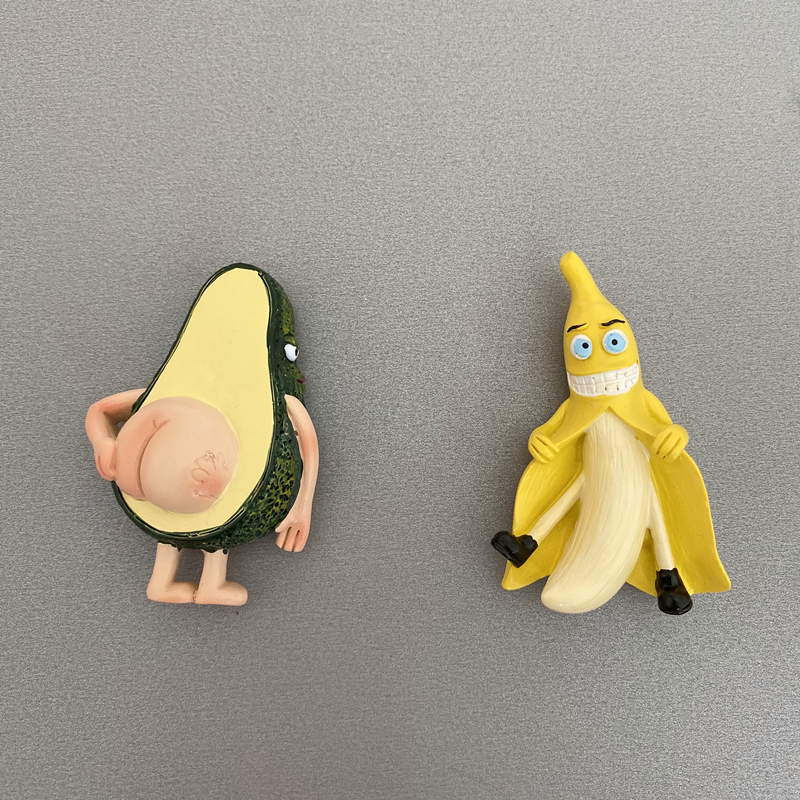 (4) New evil to fruit banana durian cartoon funny three-dimensional 3D magnetic resin refrigerator sticker