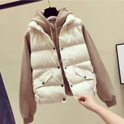 Áo vest nữ cotton ngắn đoạn 2018 thu đông mới phiên bản Hàn Quốc áo vest trắng không tay áo khoác đứng cổ áo vest thủy triều