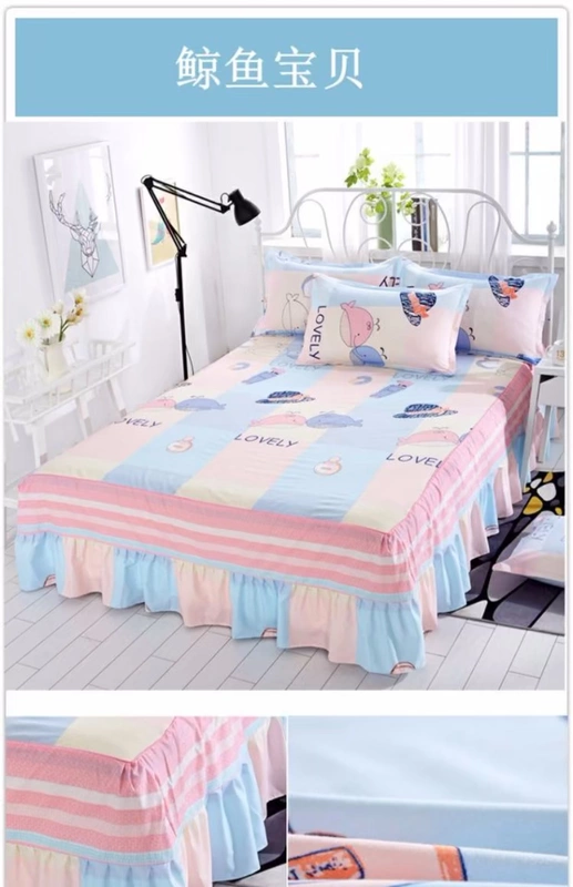 Váy ngủ trải giường bảo vệ che bụi dày lên giường bao gồm tất cả 笠 2018 mới đôi hoa sen lá ren mùa hè