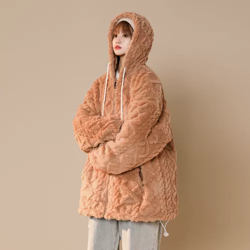 Бархат розового ягненка плюс бархатная куртка для женщин зимой в этом году, красивое мягкое и клейкое валотное хлопковое пальто в стиле молока
