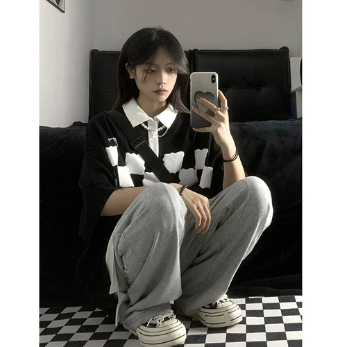 Небольшая футболка с коротким рукавом, дизайнерская футболка polo, в американском стиле, тренд сезона