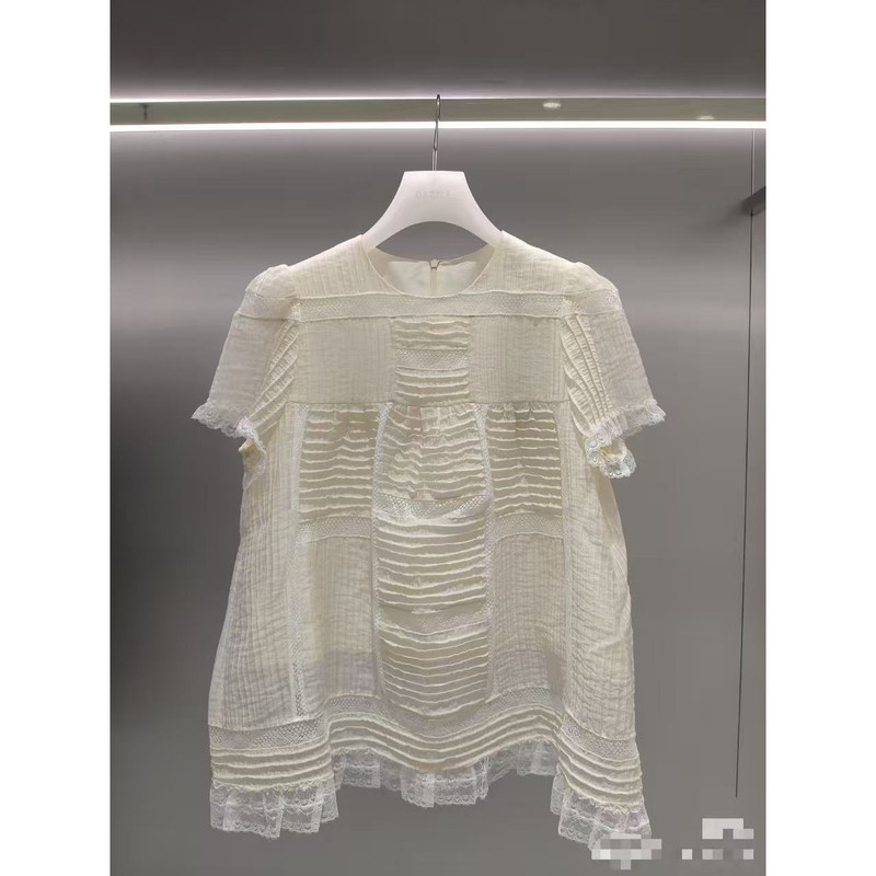 2J2D324 Tag 2399 Dazzle Genuine Product from the Store 2025 Summer Women's Short-Sleeve Top