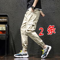 cargo overalls mens autumn Tide brand loose size casual autumn and winter plus velvet toe khaki pants men