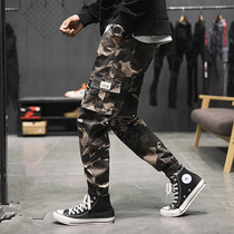 Spring camouflage pants mens casual pants small feet Harlan overalls mens Tide brand loose ins lace up pants
