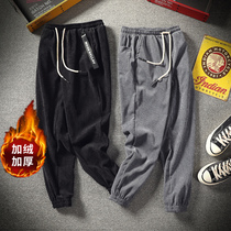 Corduroy mens pants loose size autumn and winter thick casual trousers slatted pants bunk feet hip hop pants mens trend