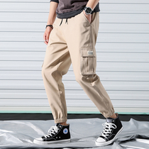 Khaki overalls mens pants autumn 2019 new fashion brand pants casual pants loose straight tube youth students