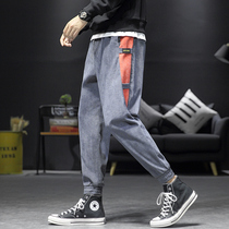 Corduroy bunched feet Haren pants male harbor style chic retro leg sports trousers ins trend handsome t casual pants