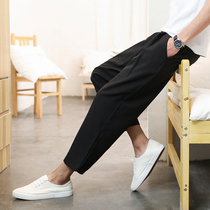 Mens summer thin size ankle-length pants mens loose ice silk ultra thin fat fat fat casual pants mens pants
