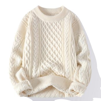 Thickened long-sleeved round-neck knitted twist sweater base shirt Thickened long-sleeved round-neck knitted twist sweater base shirt