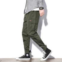 ins function American cargo overalls mens Tide brand bunches feet loose multi-pocket shenle hip-hop pants