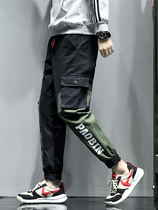 Pants men Korean version of the trend cargo tidal brand overalls sports loose versatile men nine casual tie pants