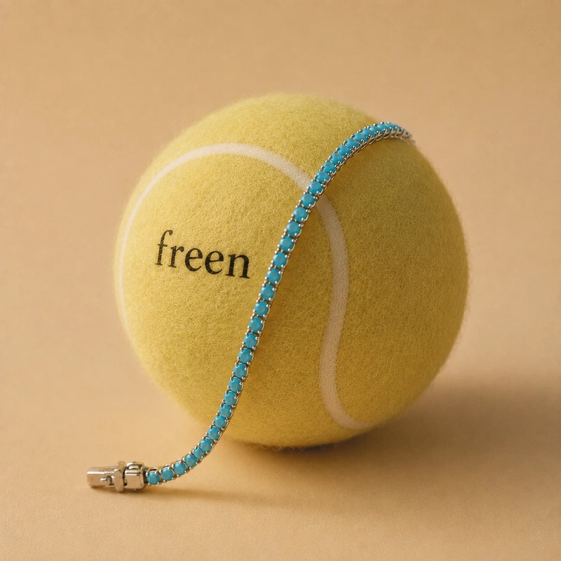 Korean-Style L Brand Turquoise Tennis Bracelet with a Light Luxury and High-End Feel, Colorful Tennis Chain Korean-Style L Brand Turquoise Tennis Bracelet with a Light Luxury and High-End Feel, Colorful Tennis Chain