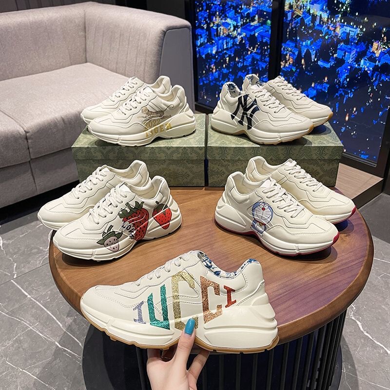 Dad Shoes 2025 Spring New Model 5D Printed Cartoon Pattern Sneakers Thick-Soled Height-Increasing Couple Casual Shoes for Men and Women