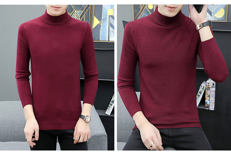 Демисезонный трикотажный приятный телу кашемировый свитер, высокий воротник, облегающий крой, увеличенная толщина 1834838250 
