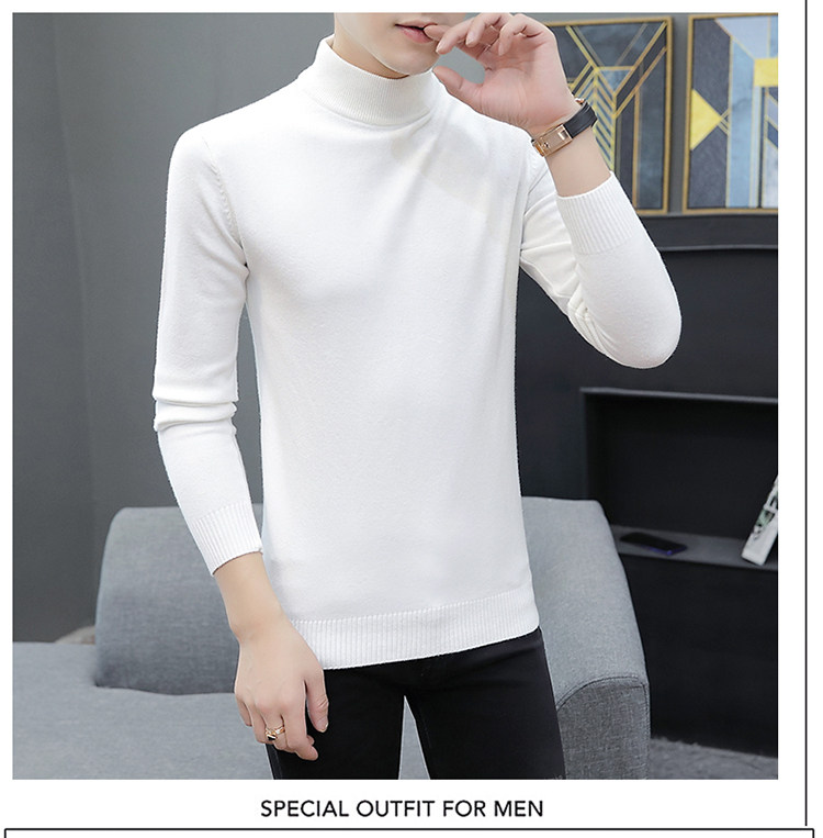 Демисезонный трикотажный приятный телу кашемировый свитер, высокий воротник, облегающий крой, увеличенная толщина 1834838250 