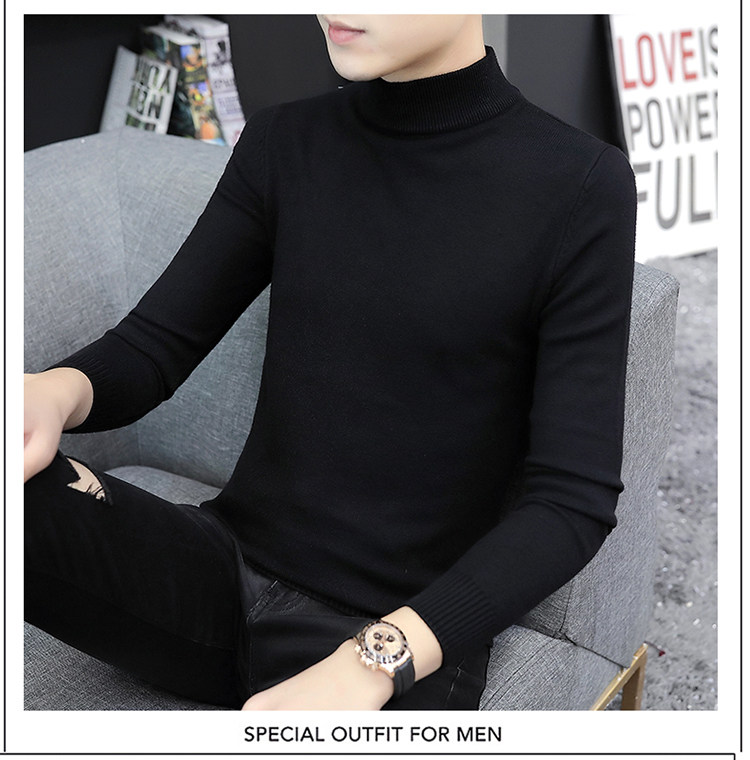 Демисезонный трикотажный приятный телу кашемировый свитер, высокий воротник, облегающий крой, увеличенная толщина 1834838250 