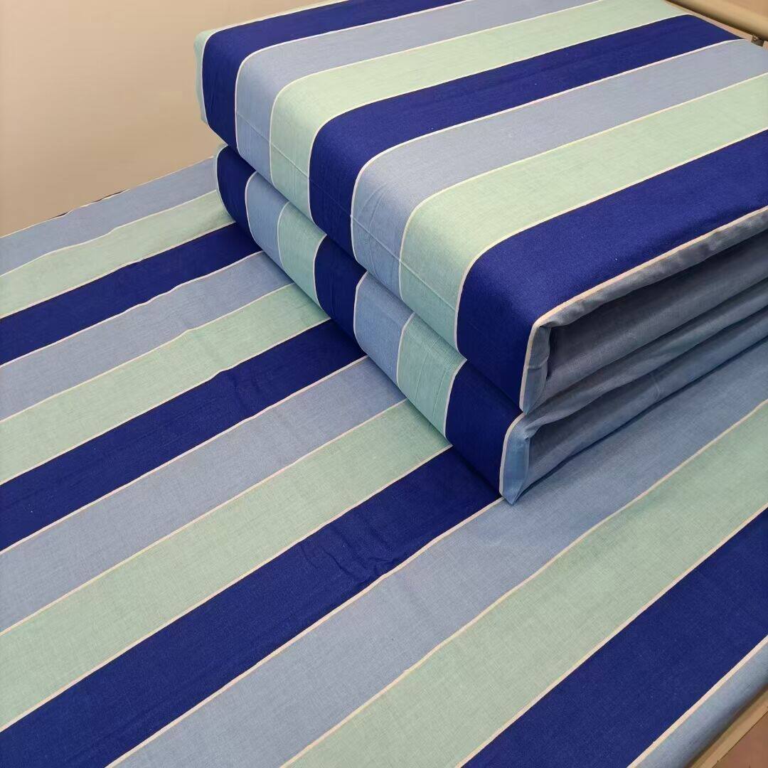 Pure Cotton Plain Weave Double Blue Strip Sheet Single Student Dorm Room Up And Down Blue Streaks Covered With Hood Pillowcase Three Sets