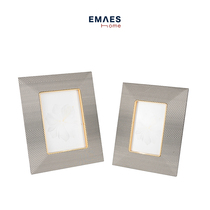 EMAES 6 7 inch leather cloth photo frame combination set-up table creative office bedroom modern light luxury decorations ornaments