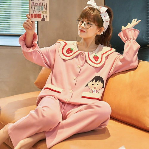 魅娴 Осенняя демисезонная хлопковая тонкая пижама, лонгслив, комплект