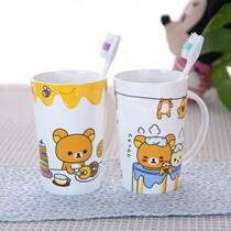 Childrens brush Cup mouthwash Cup cartoon baby cylinder set ceramic couple cute Korean creative three home