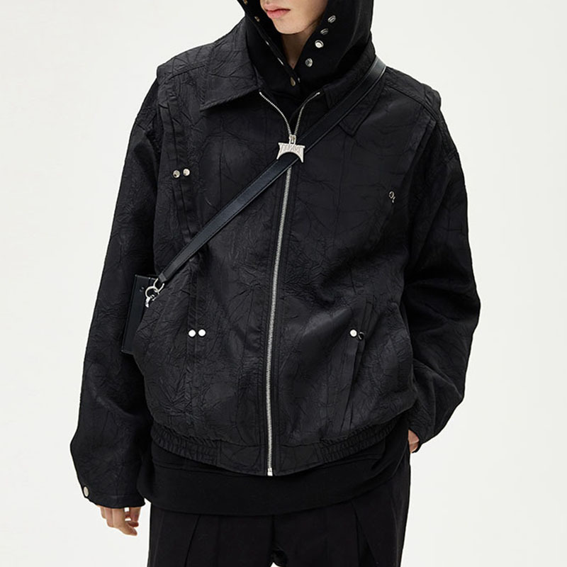 American Retro Rivet Metal Texture Pleated Lapel Jacket for Men, Autumn High Street Fashion Brand Couple Loose Casual Coat American Retro Rivet Metal Texture Pleated Lapel Jacket for Men, Autumn High Street Fashion Brand Couple Loose Casual Coat