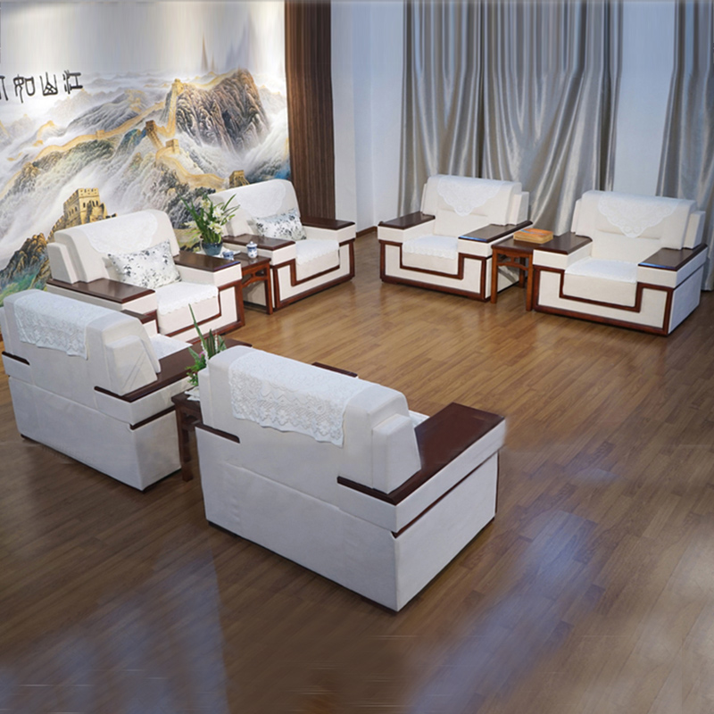 Meeting room VIP reception sofa tea table combination suit single dermis white business guest office sofa chair