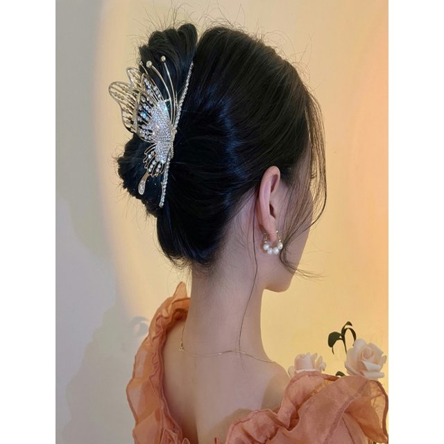 Spring Large Super Fairy Shark Clip Headdress Super Flashy High-end Butterfly Hair Clip ຄົນດັງທາງອິນເຕີເນັດ Clip ອຸປະກອນເສີມຜົມຢູ່ດ້ານຫຼັງຂອງຫົວ