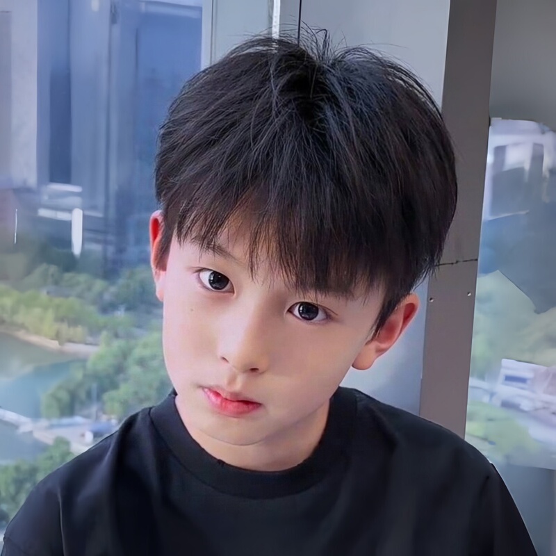 Children's Wig, Short Hair, Japanese Style, with Bangs, Natural and Fluffy, Realistic, Fashionable, Handsome, Full Head Wig for Photoshoots