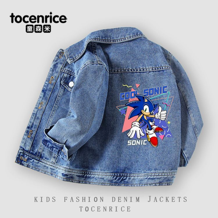 Sonic Clothing Jacket Children's Sonic Children's Clothing Denim Jacket Hedgehog Super Sonic Mouse Pattern Spring and Autumn ins Top Sonic Clothing Jacket Children's Sonic Children's Clothing Denim Jacket Hedgehog Super Sonic Mouse Pattern Spring and Autumn ins Top