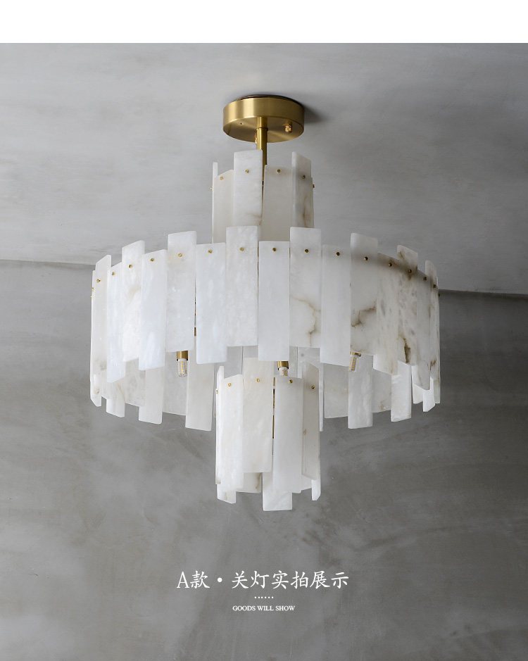 全铜云石客厅吊灯新中式创意个性别墅大气茶室书房卧室餐厅吸顶灯-阿里巴巴