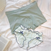 Lovers Briefs Spring Summer New Pure Cotton Breathable Cute Candy Pink Underwear for men and women a set of low waist triangular pants women