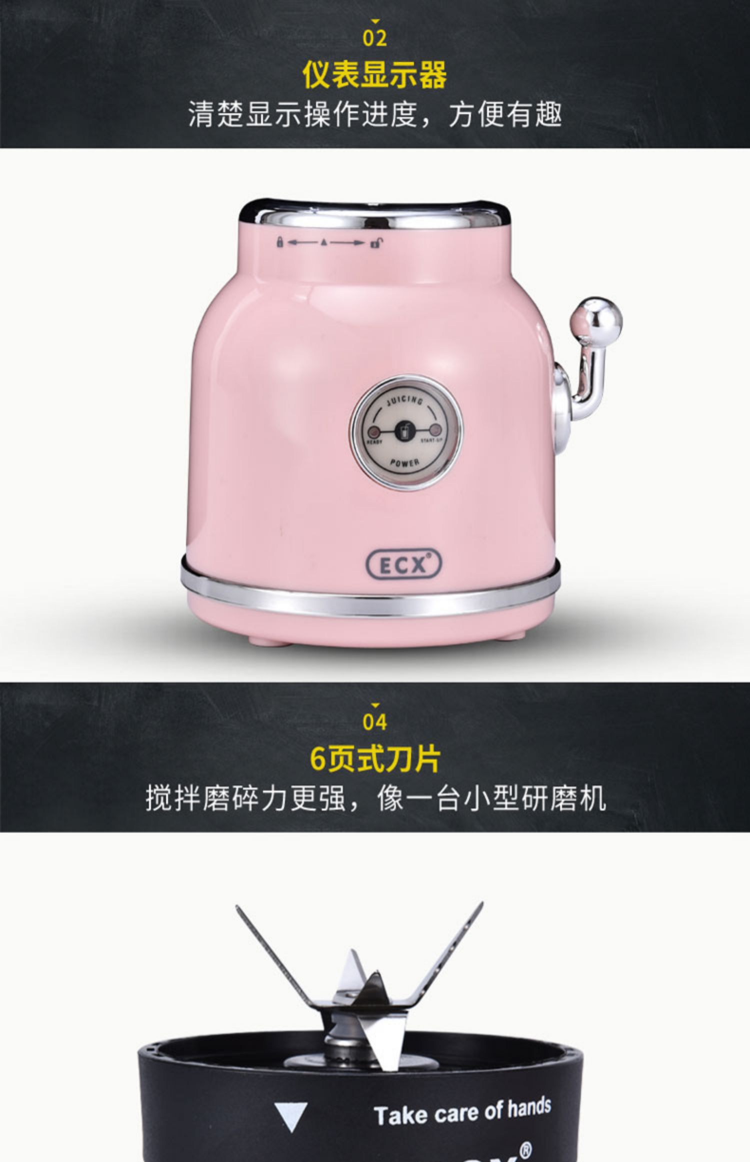 máy xay ranbem Máy ép trái cây ECX ycxj01 lưới màu đỏ với điện retro nhà mini xách tay - Máy ép trái cây máy ép hurom