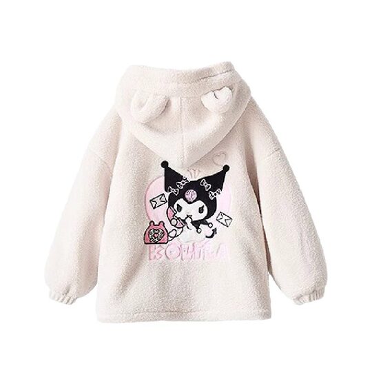 Kuromi Girls' Velvet Thick Jacket Autumn and Winter 2026 New Children's Polar Fleece Hooded Sweatshirt Girls' Wool Sweater