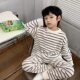 Boys and girls home clothes set 2026 new children's half velvet pajamas tops autumn and winter warm plus velvet two-piece set