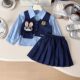 Rabbit Judy children's clothing set autumn girls jk uniform long-sleeved children's college style vest pleated half-length three-piece set