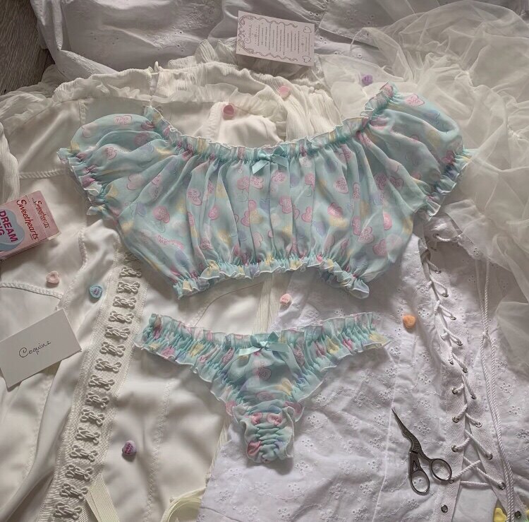 Coquine 100% handmade candy girls pajamas set