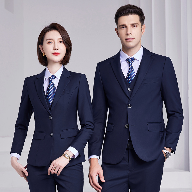 Navy Blue Suit Set for Women, Property Work Uniform, Professional Formal Suit, Sales Department, Hotel Manager, Elegant Workwear