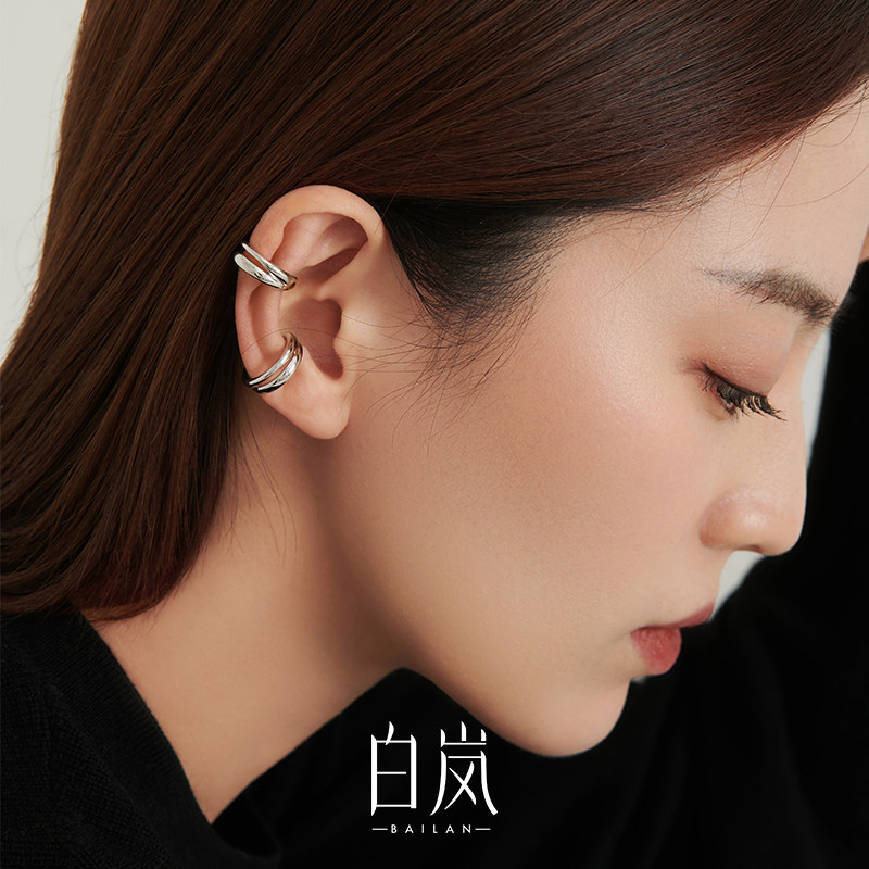 White Lan Bicyclo Ear Bone Clip 925 Silver Ear Clip Woman No Earhole Temperament Ear Accessories Small Crowd Design Sense ED2425-Taobao