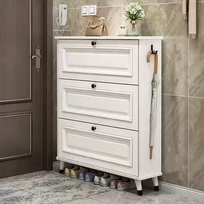 Jane Europe ultra-thin flip shoe cabinet home door large capacity porch door Hall Hall cabinet space storage solid wood leg shoe rack
