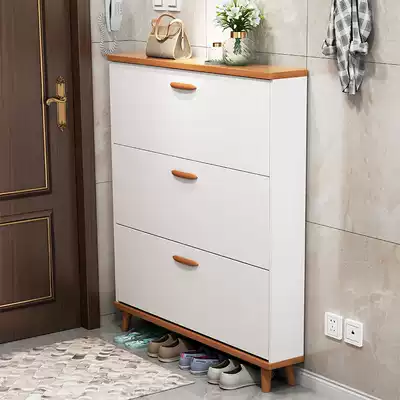 Into the door ultra-thin flip shoe cabinet home storage artifact solid wood color porch 17cm shoe rack simple modern