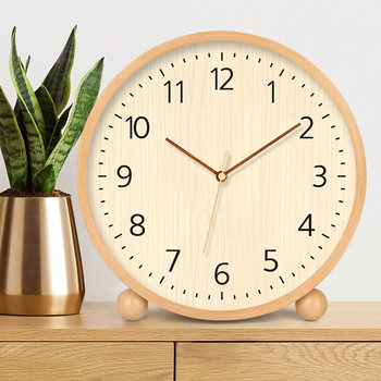 Solid Wood Cream-Style Table Clock, Desktop Clock Ornament, Tabletop Clock, High-End Large Clock for Living Room